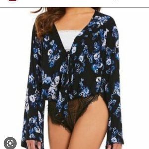 Free people floral pattern bodysuit
